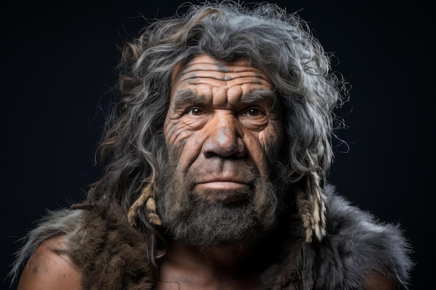 Foto retrato facial do homem de neanderthal gerar ai