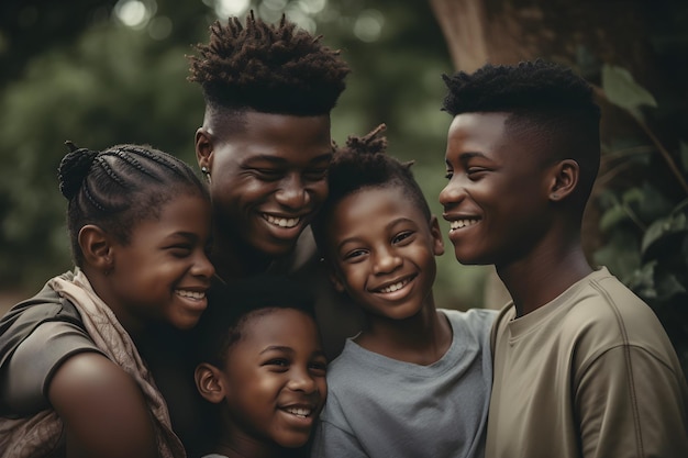 El retrato de una familia africana feliz