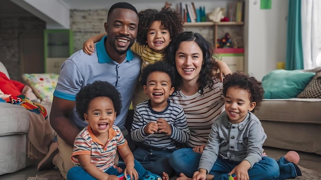 El retrato de una familia alegre