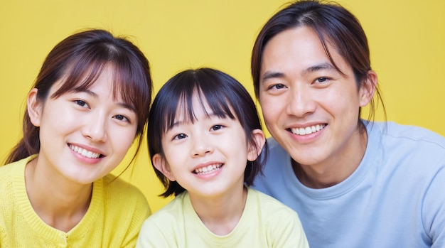 Retrato de una familia asiática sonriente