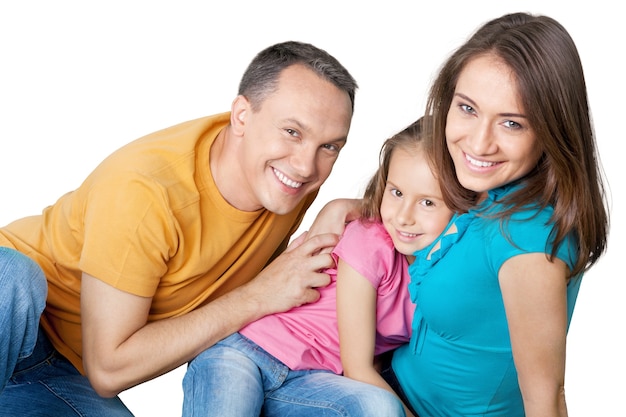 Retrato, de, familia feliz, con, hija