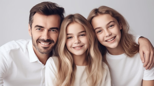 Retrato de una familia feliz y sonriente