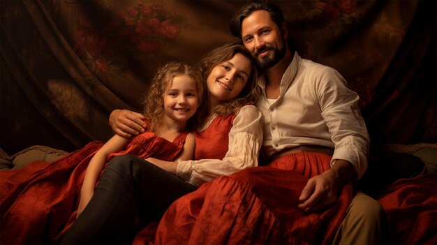 Retrato de una familia feliz de tres personas