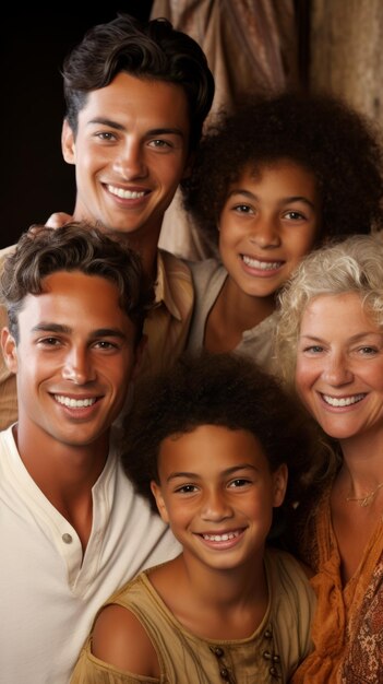 Foto el retrato de una familia feliz