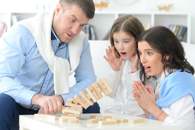 Retrato, de, un, familia, con, hija, juego