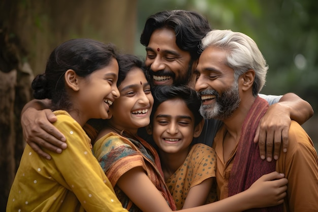 Retrato de una familia india feliz