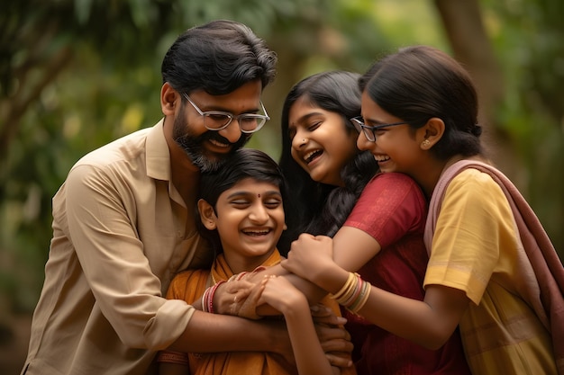 Retrato de una familia india feliz