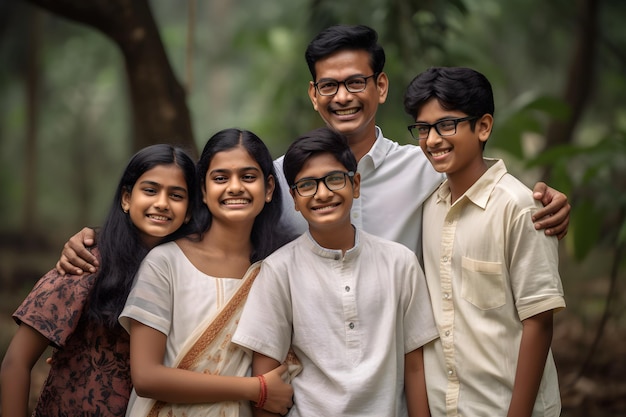 Retrato de una familia india feliz