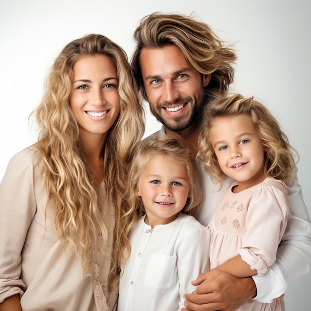 un retrato de familia con tres hijos.