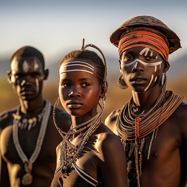 Un retrato de una familia tribal africana