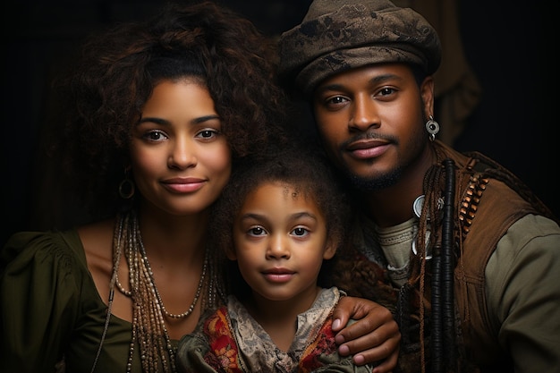 un retrato familiar de una familia con un niño