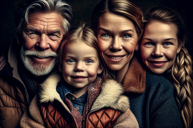 Un retrato familiar de una familia de tres