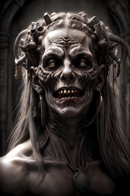 Retrato de fantasía de un tema de Halloween zombie no-muerto