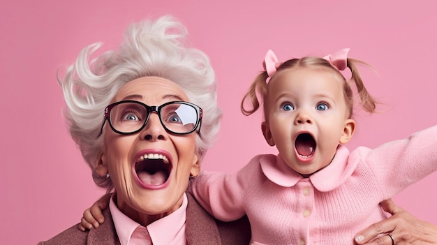 Foto retrato de feliz abuelo y nieta abrazándose