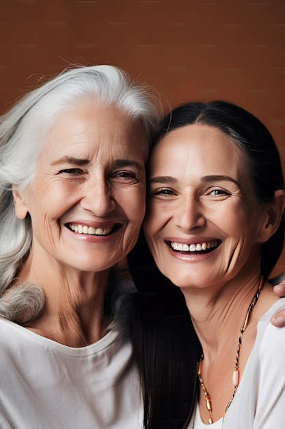 Foto retrato feliz de duas mulheres sênior