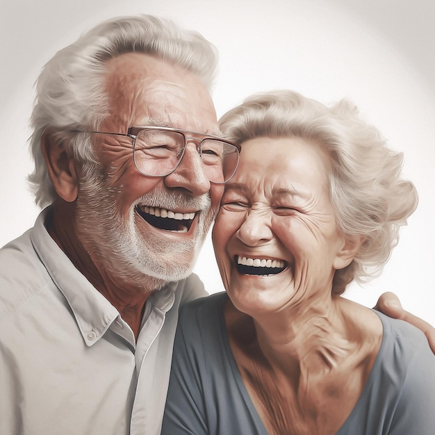 Retrato de una feliz pareja de mayores riendo