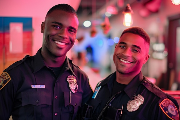 Retrato de una feliz pareja de negocios multiétnica posando para la cámara