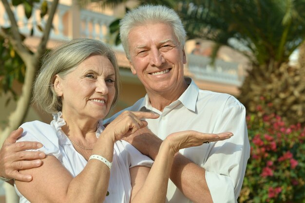 Retrato de una feliz pareja senior divertido de vacaciones