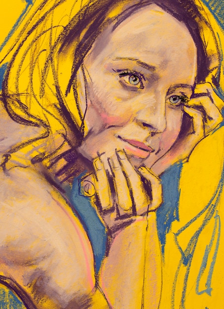 retrato feminino desenho a lápis ilustração esboço