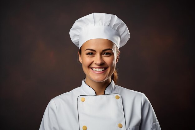 Retrato feminino sorridente de Chef39s Generativo por Ai