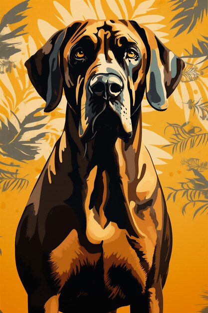 Foto retrato de fila brasileiro en fondo amarillo con una planta