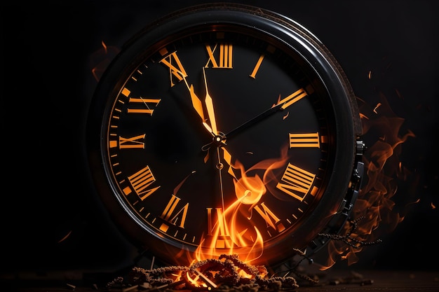 Retrato del fin ardiente de un tiempo en el reloj de fuego