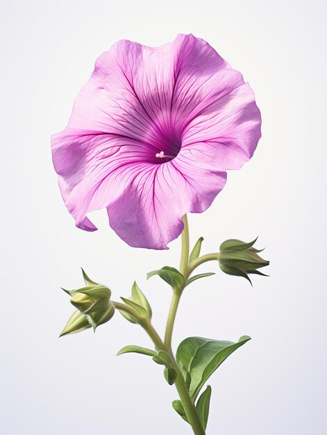 Retrato de flor con fondo blanco y plano Fotografía hiperrealista