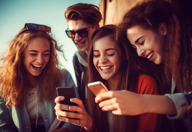 Foto retrato fotográfico de adolescentes juntos y divirtiéndose en verano