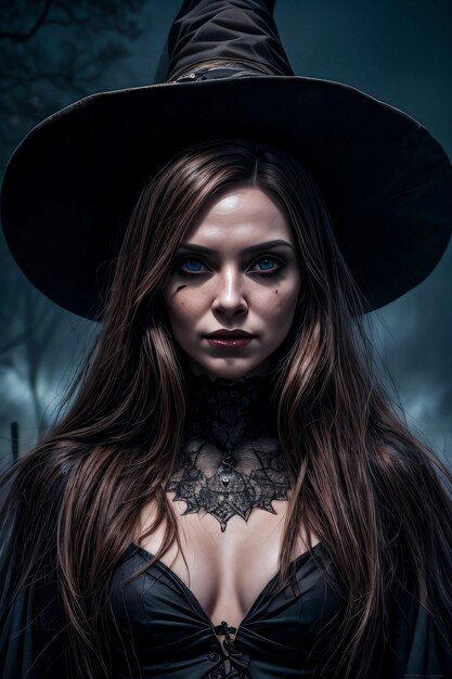 Foto retrato fotográfico da bruxa de halloween