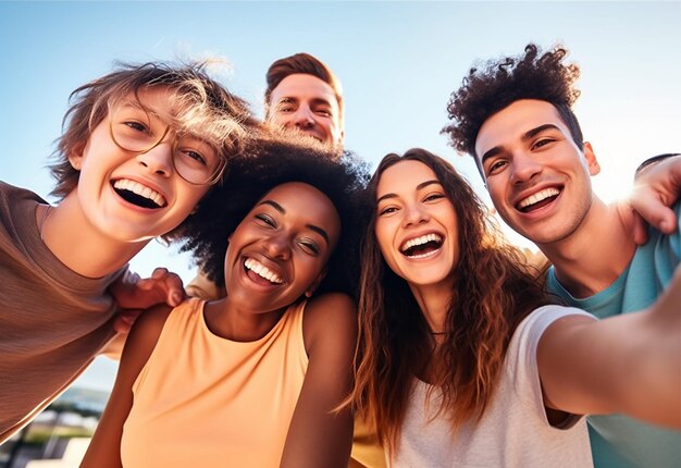 Foto retrato fotográfico de adolescentes juntos e se divertindo no verão