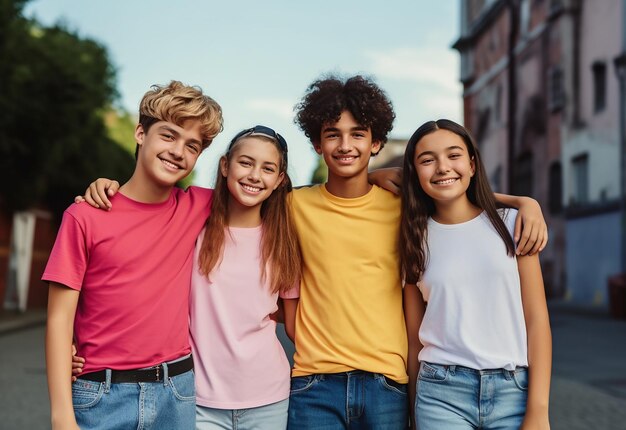 Foto retrato fotográfico de adolescentes juntos e se divertindo no verão