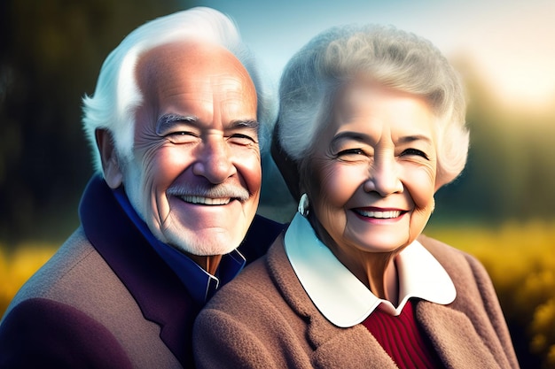 Retrato fotográfico de um casal sênior feliz