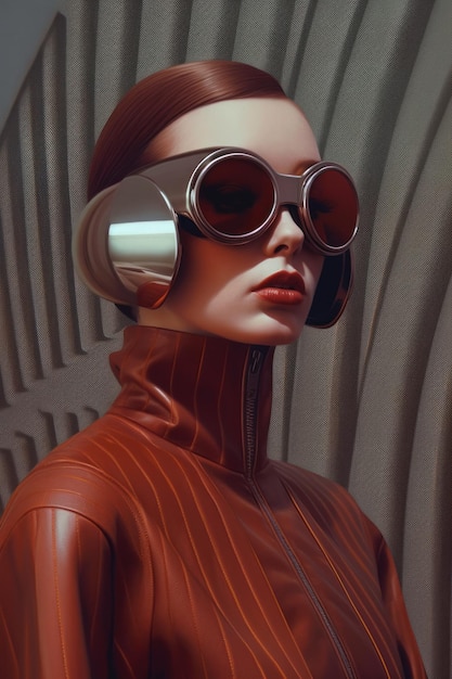 Retrato fotográfico de uma mulher de moda futurista