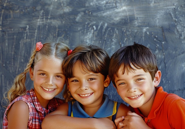 Retrato fotográfico de un grupo de niños posando para una foto