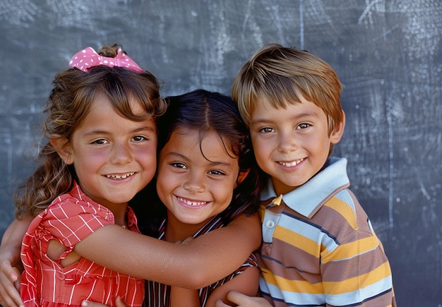 Retrato fotográfico de un grupo de niños posando para una foto