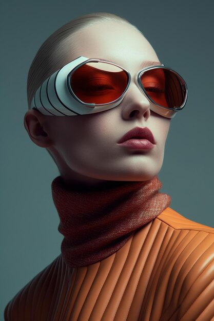 Retrato fotográfico de una mujer de moda futurista