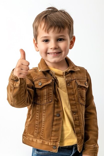 Foto retrato fotográfico de un niño feliz, alegre y hermoso con fondo blanco