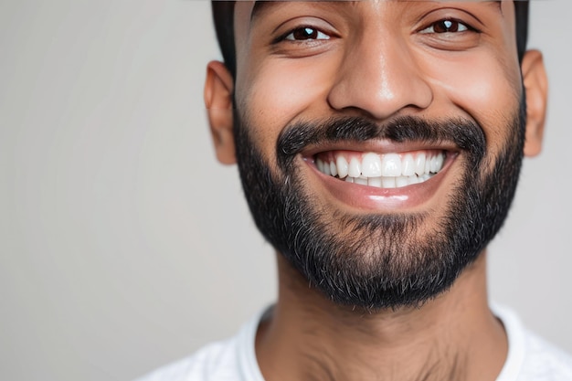 Un retrato fotográfico en primer plano de un guapo hombre indio Ai generativo