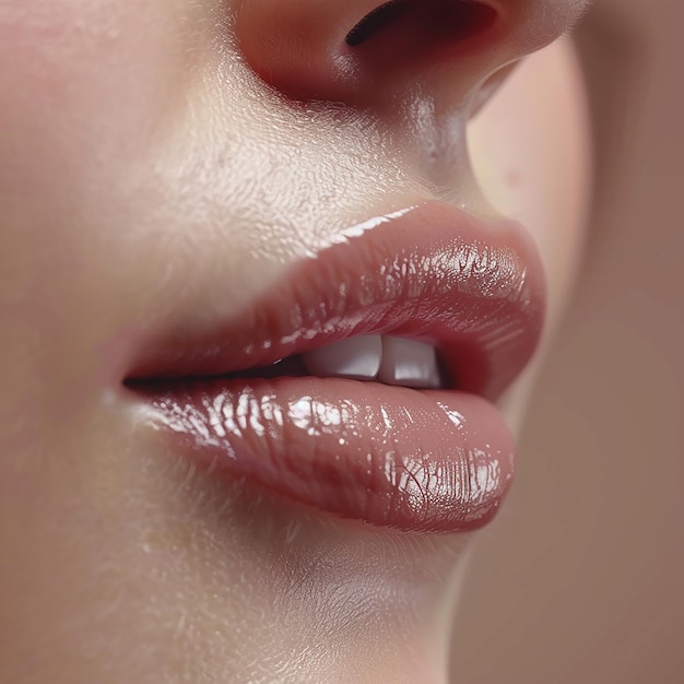 Retrato fotográfico de un primer plano de los labios