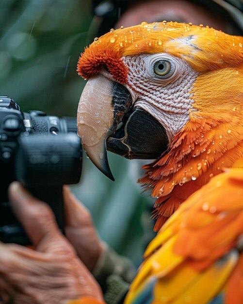 Foto un retrato de un fotógrafo de vida silvestre tomando el fondo