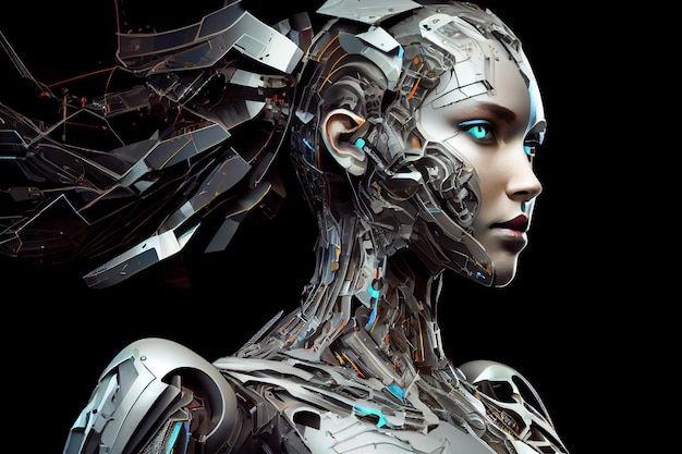 Retrato futurista de garota andróide Generative AI Generative AI