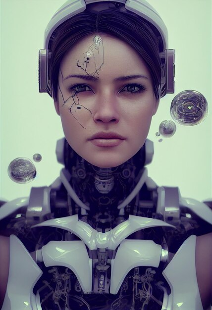 Foto el retrato futurista de un humano-robot