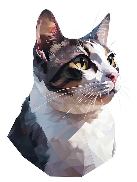 Retrato de gato aislado en la ilustración de vector de fondo blanco