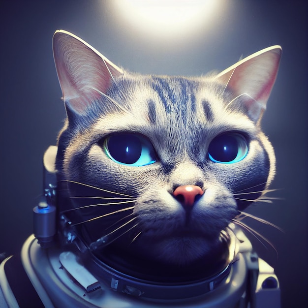 Retrato de gato astronauta en el espacio ilustración surrealista