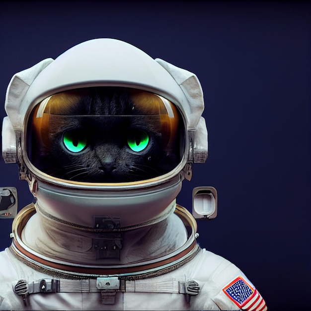 Retrato de gato astronauta en el espacio ilustración surrealista