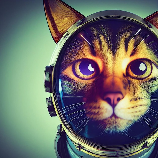 Retrato de gato astronauta en el espacio ilustración surrealista