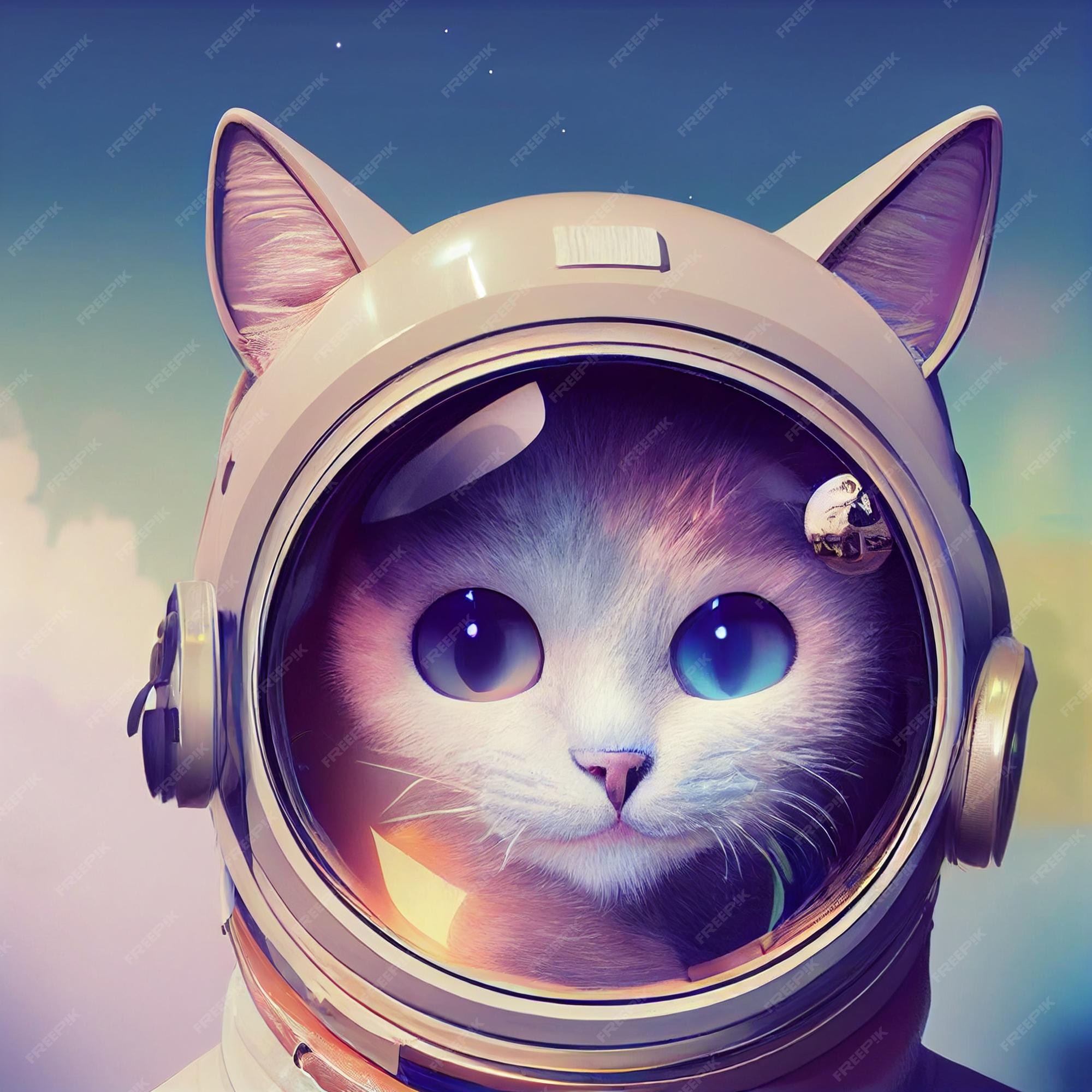 Retrato de gato astronauta en el espacio ilustración surrealista | Foto Premium Retrato de gato astronauta en el espacio ilustración surrealista | Foto Premium