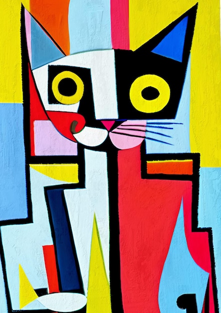 Retrato de gato estilo cubismo colorido lindo