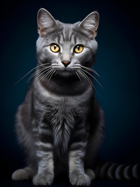 Retrato de gato con fondo negro