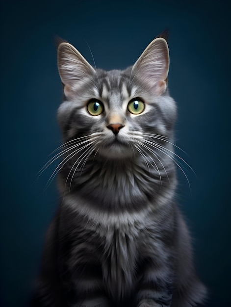 Retrato de gato con fondo negro